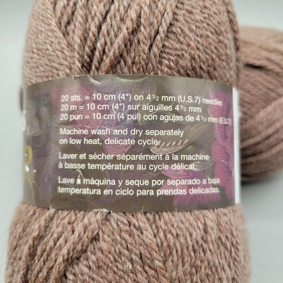 Patons Decor Worsted Yarn Taupe Heather 2 Skeins 210 Yards Each - Picture 6 of 6
